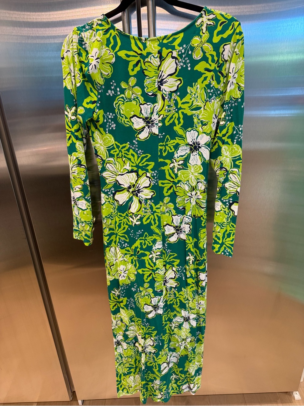 Lilly Pulitzer Green Floral Wrap-Style Long Sleeve Dress - Picture 7 of 7